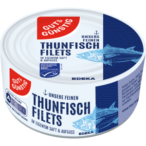 MSC GUT&GÜNSTIG Thunfischfilets in eigenem Saft und Aufguss 195g