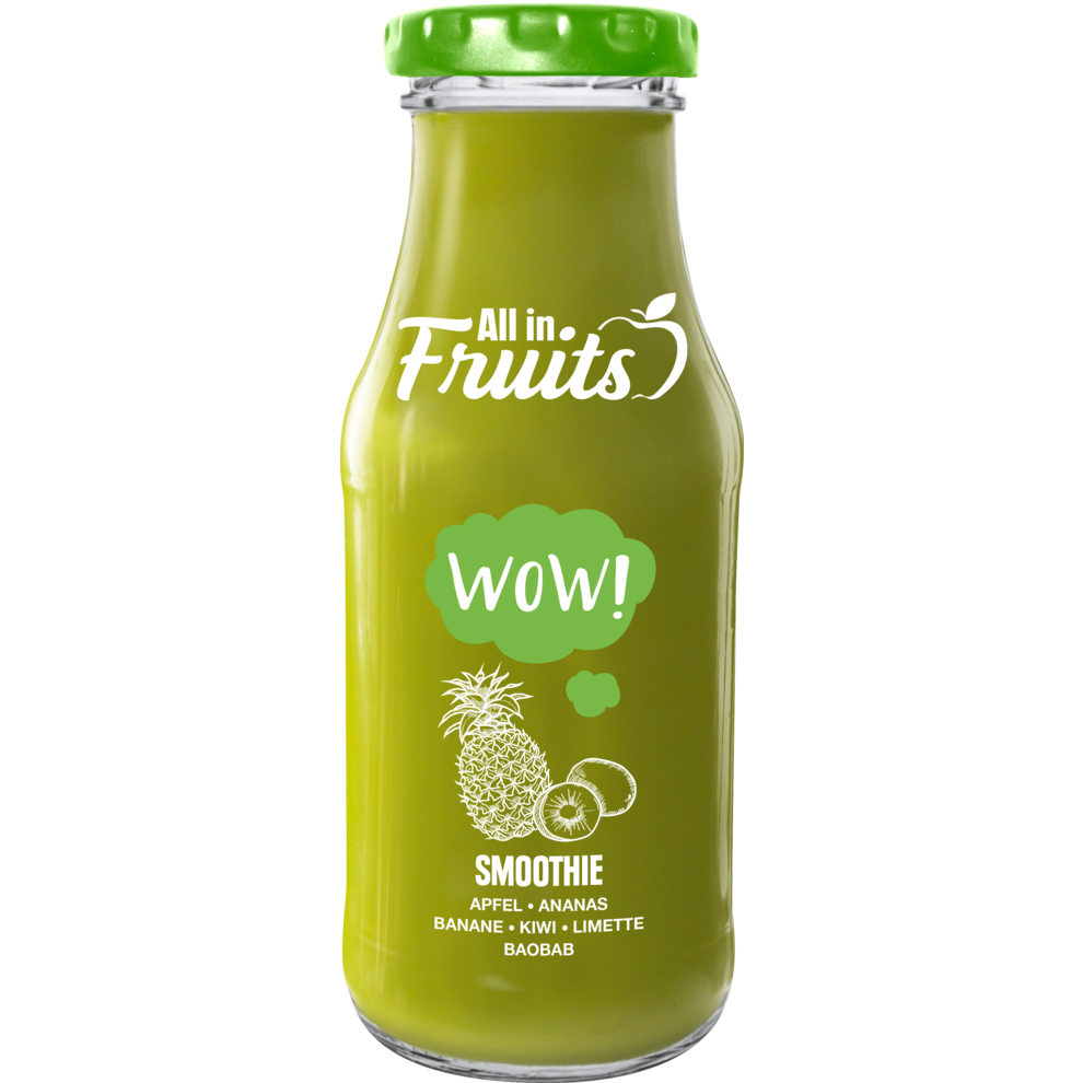 All in Fruits Smoothie Wow Apfel Ananas Kiwi Baobab 250ml