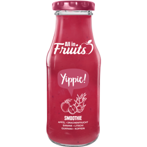 All in Fruits Smoothie Yippie Apfel Drachenfrucht Litschi Guarana 250ml
