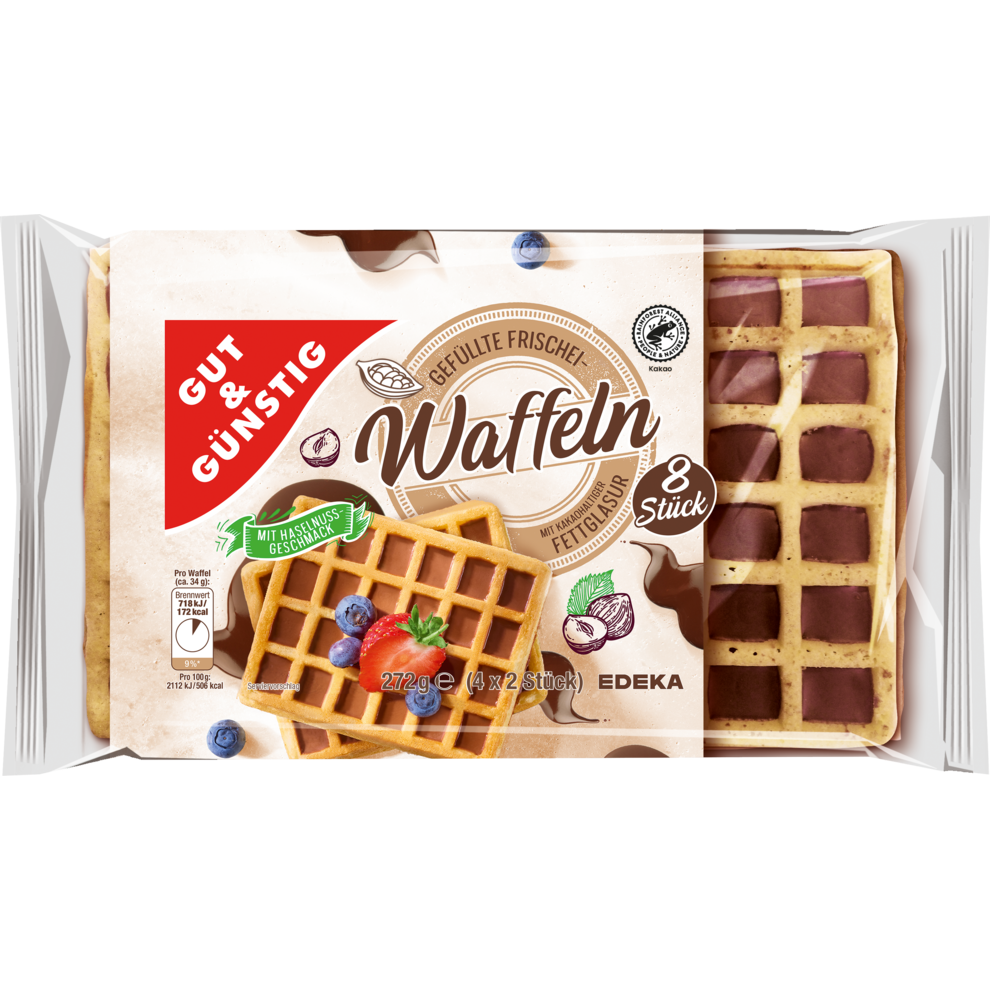 GUT&GÜNSTIG Frischei-Waffeln gefüllt 272g