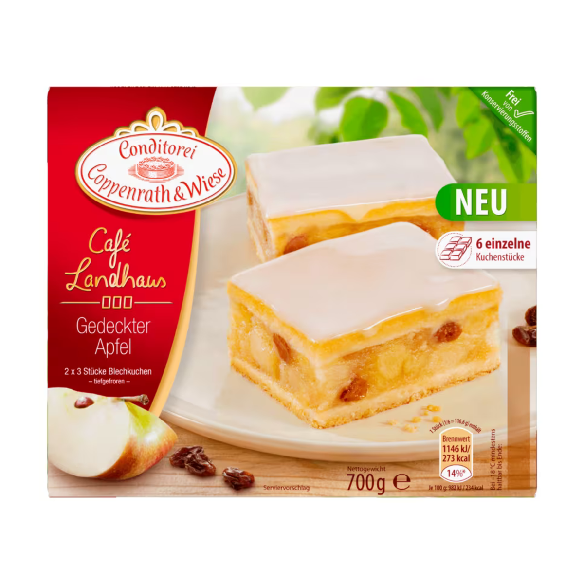Coppenrath&Wiese Cafeteria fein&sahnig Gedeckter Apfel Blechkuchen 6ST 700g