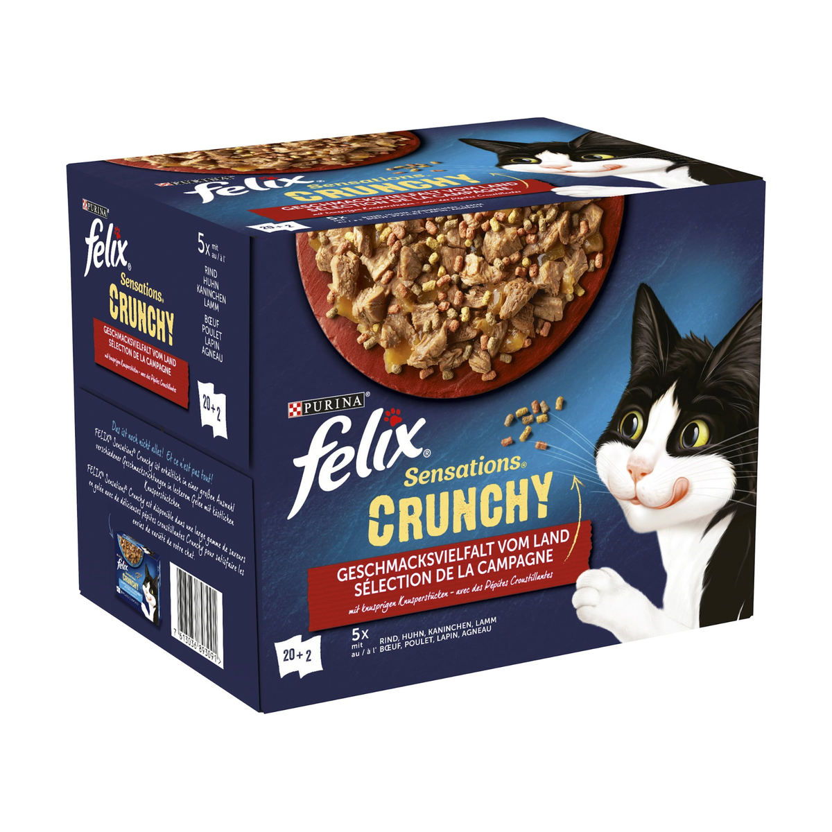Felix Sensations Crunchy Geschmacksvielfalt vom Land 10x85g+40g