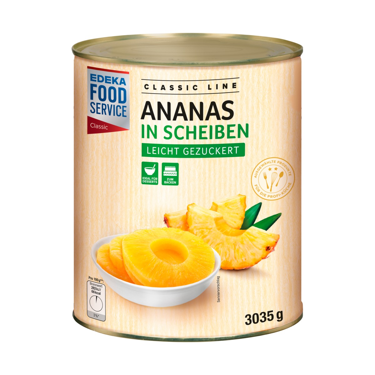 EDEKA Фудсервис классический ананас, ломтики лёгкий подслащённый 3035g