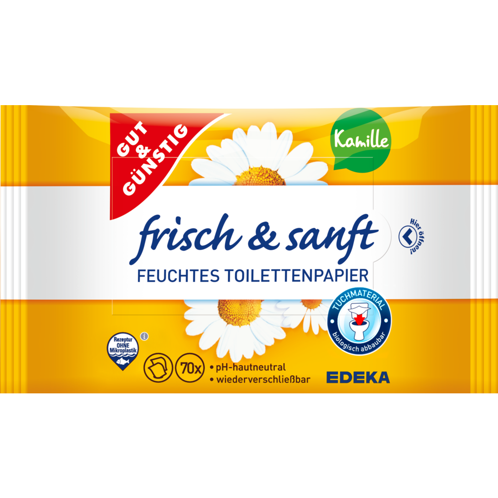 GUT&GÜNSTIG feuchtes Toilettenpapier Kamille Doppelpack 2x70Stück
