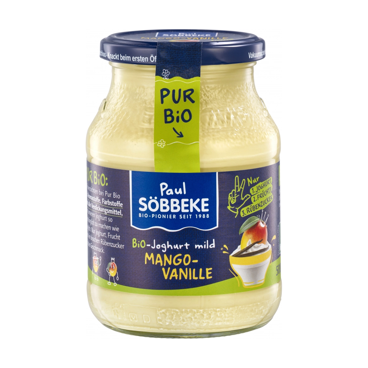 Bio Söbbeke Pur Bio Joghurt Mango-Vanille 3,8% 500g MW