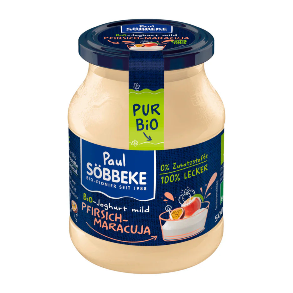 Bio Söbbeke Pur Bio Joghurt Pfirsich-Maracuja 3,8% 500g MW