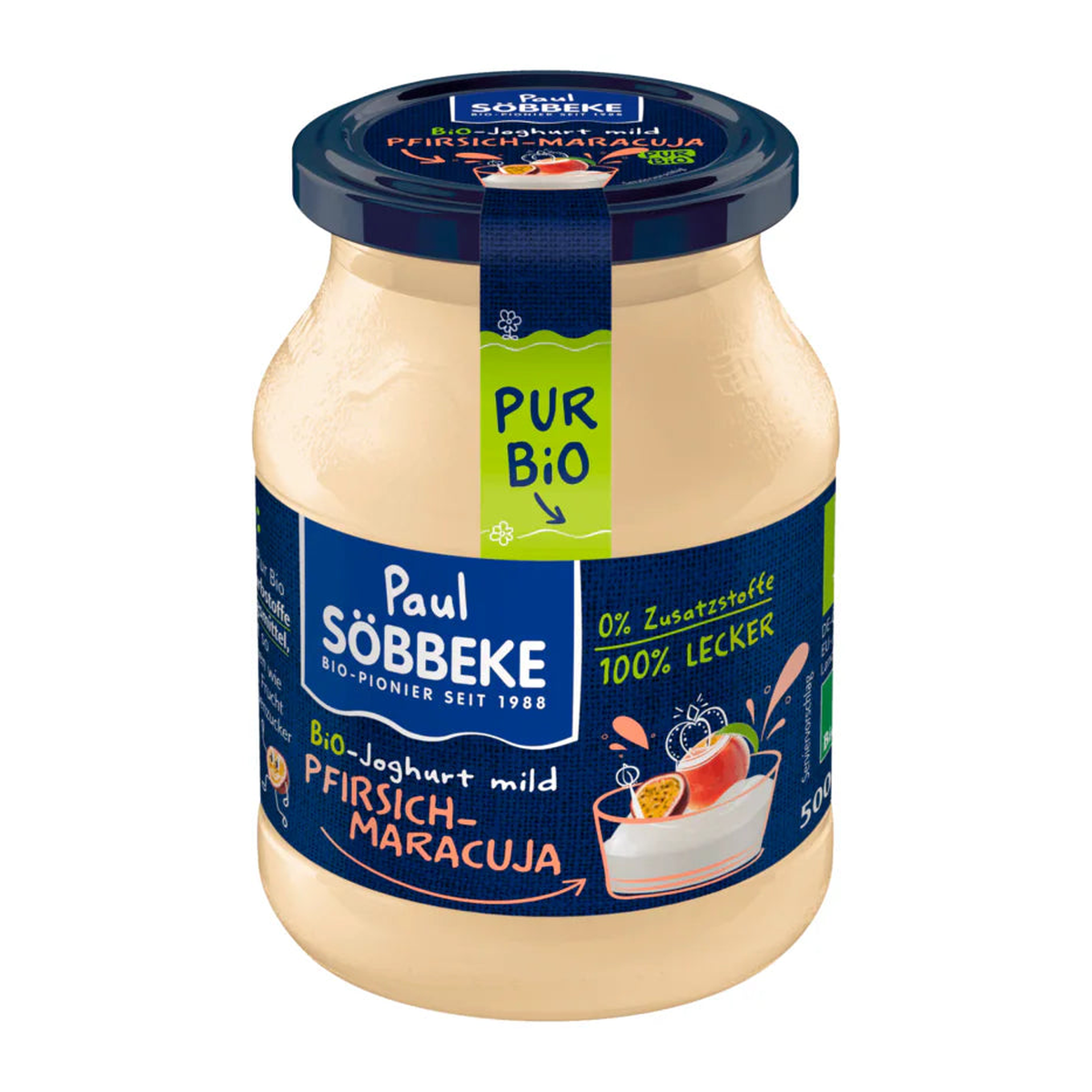 Bio Söbbeke Pur Bio Joghurt Pfirsich-Maracuja 3,8% 500g MW