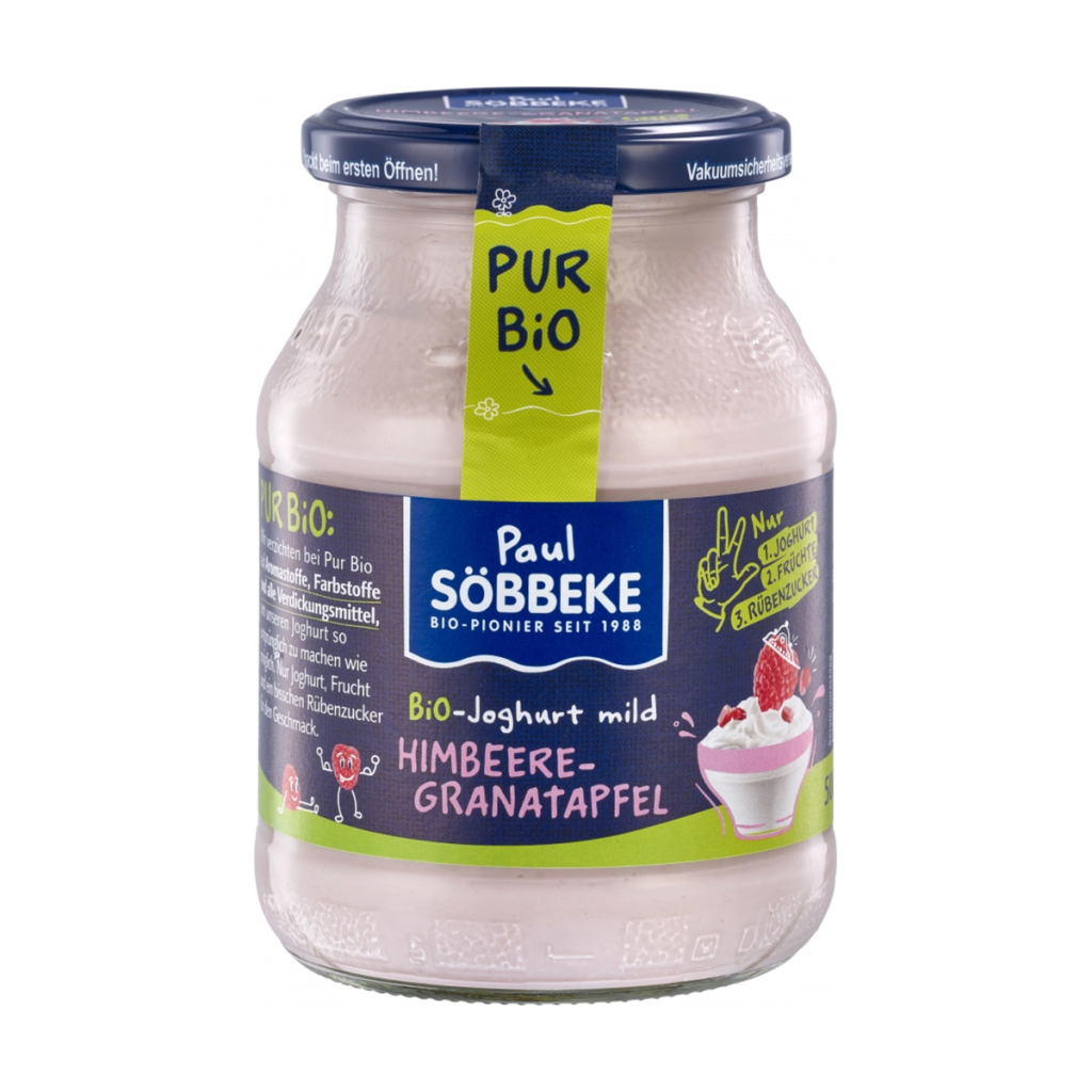 Bio Söbbeke Pur Bio Joghurt Himbeere-Granatapfel 3,8% 500g MW