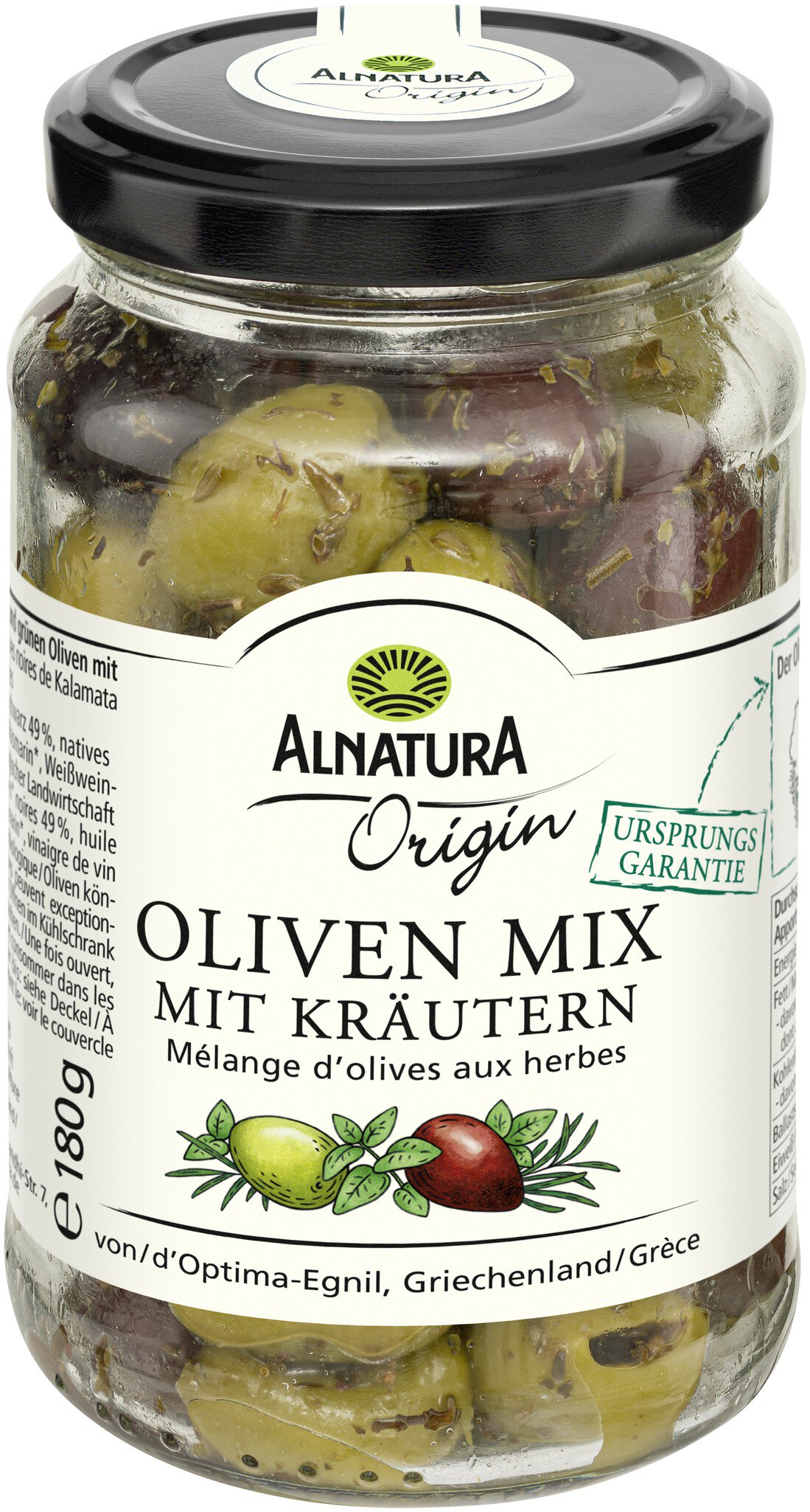 Bio Alnatura Origin Oliven Mix mit Kräutern 180g