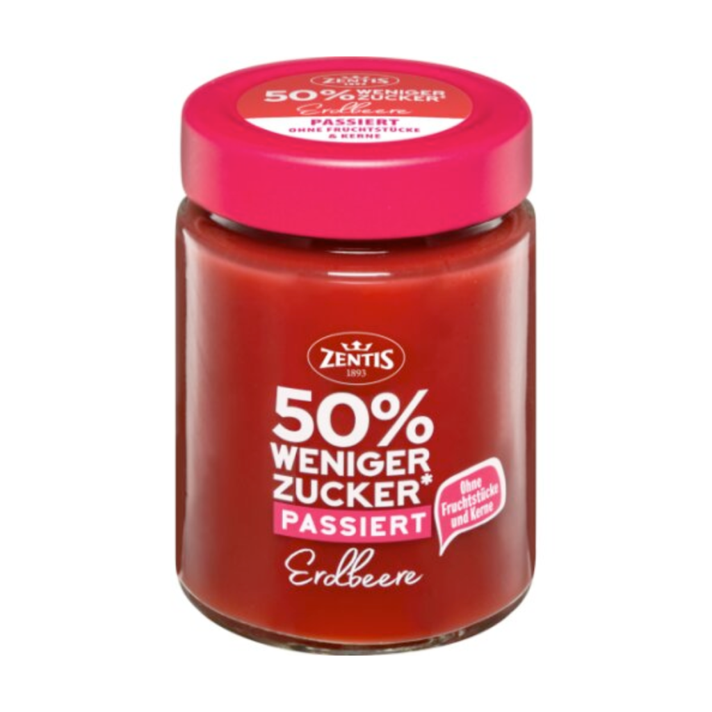Zentis 50% меньше сахар фруктовая намазка клубника протёртый 195g