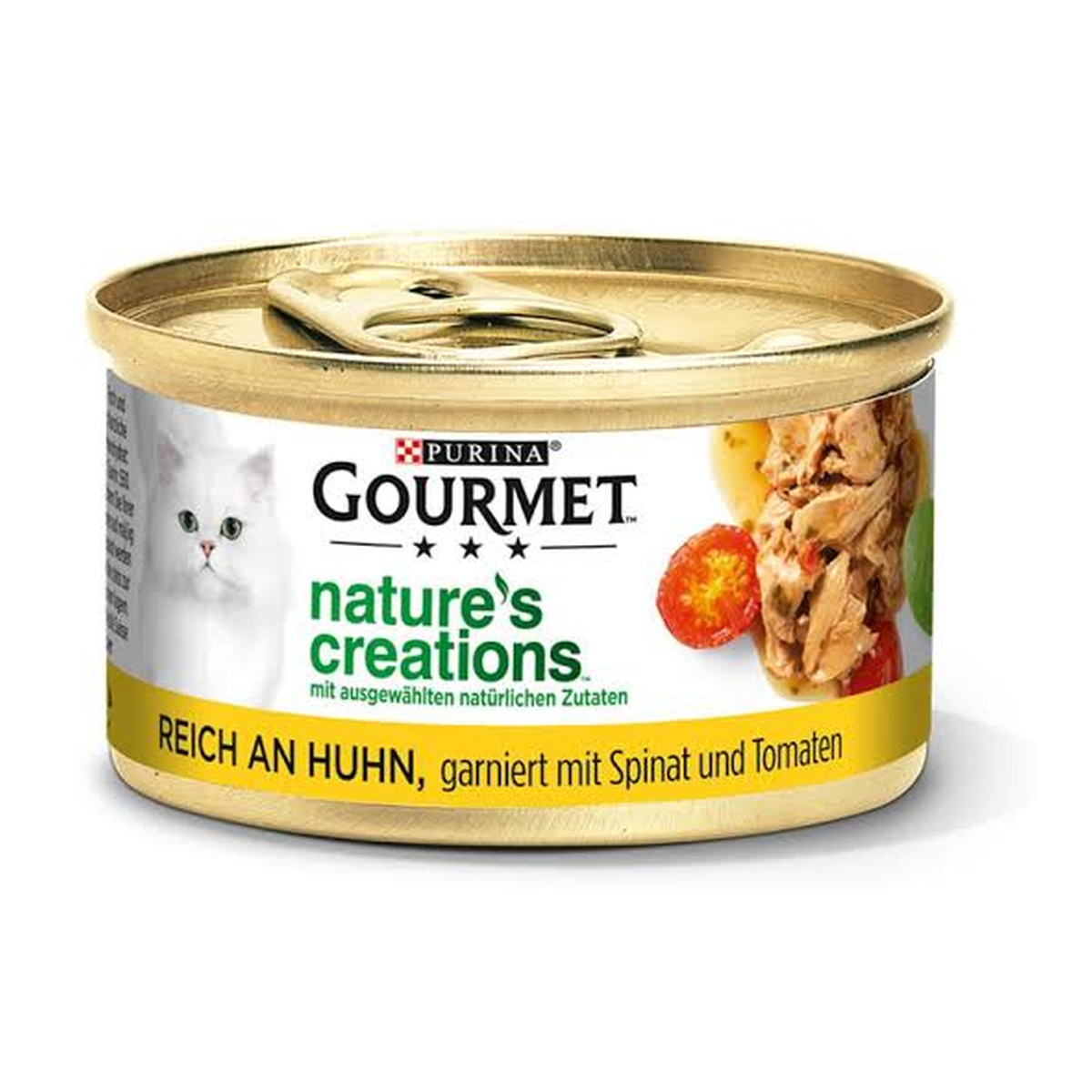Gourmet Nature's Creations reich an Huhn garniert mit Spinat und Tomaten 85g