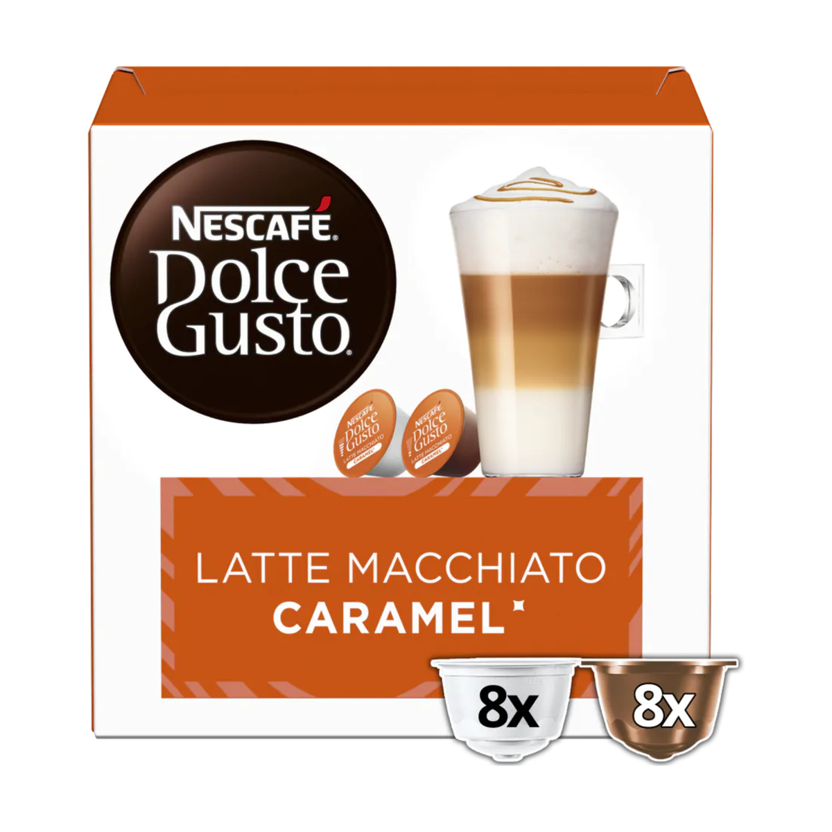 Nescafe Дольче Gusto капсулы латте макиато карамель 8+8ST 145,6g