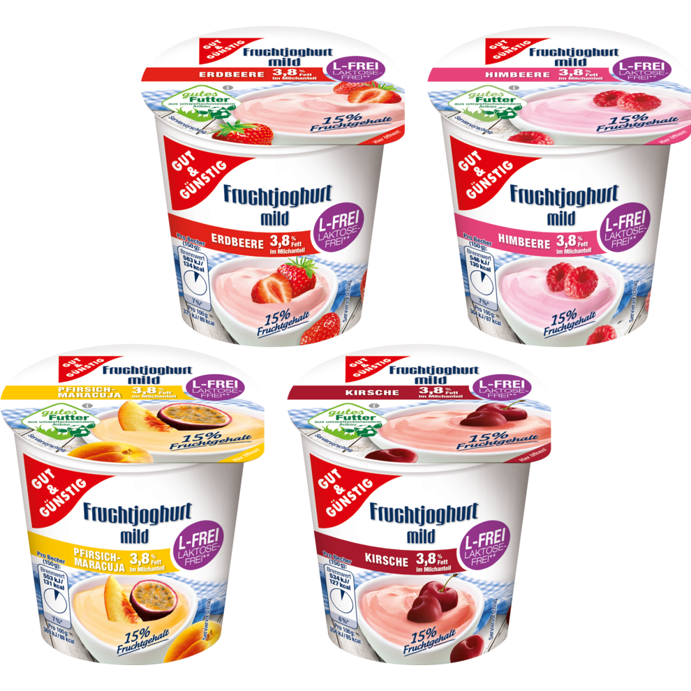 GUT&GÜNSTIG Fruchtjoghurt laktosefrei 3,8% 4-fach 20x150g Stg