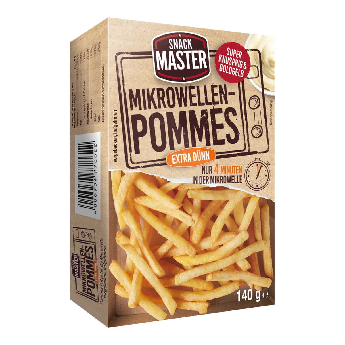 Snackmaster Mikrowellen Pommes extra dünn 140g
