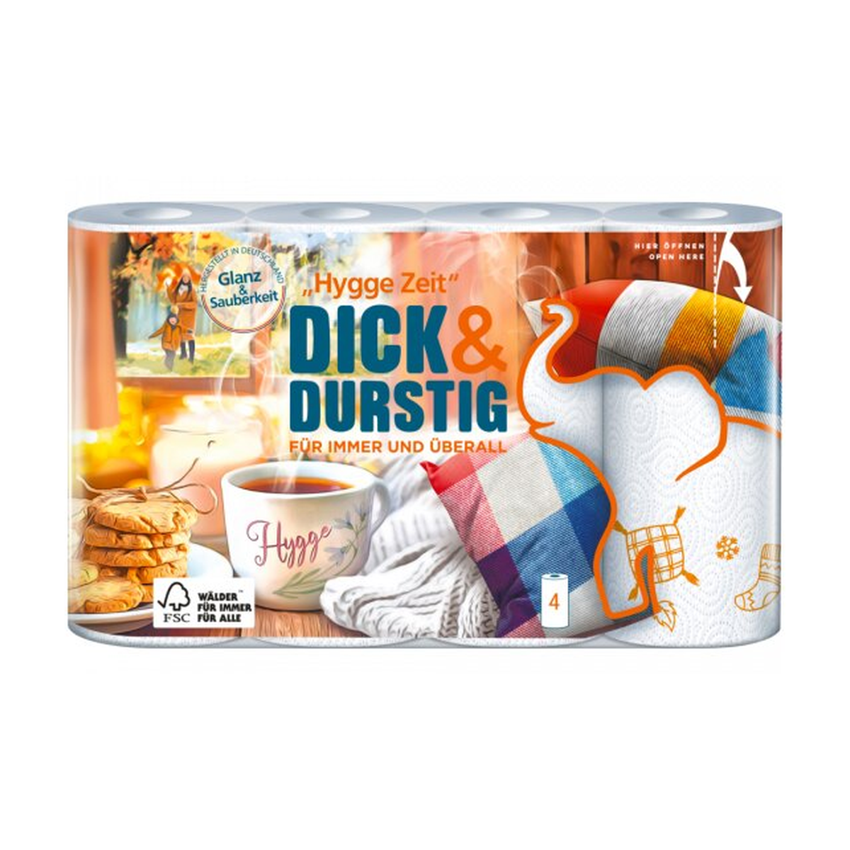 Dick&Durstig mit Dekor Haushaltstücher 4ST