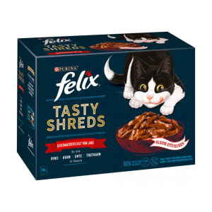 Felix Tasty Shreds Gegrilltes in Sauce Geschmachsvielfalt vom Land 10x80g