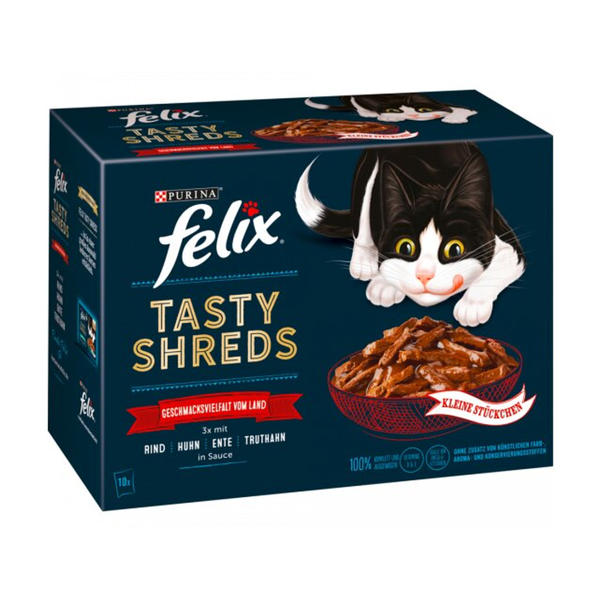Felix Tasty Shreds Gegrilltes in Sauce Geschmachsvielfalt vom Land 10x80g