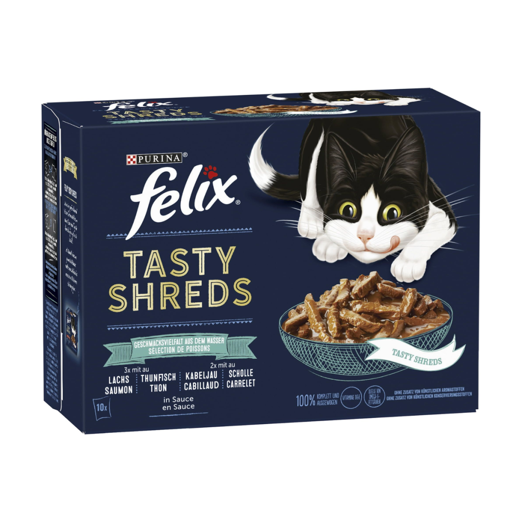 Felix Tasty Shreds Geschmacksvielfalt aus dem Wasser 10x80g