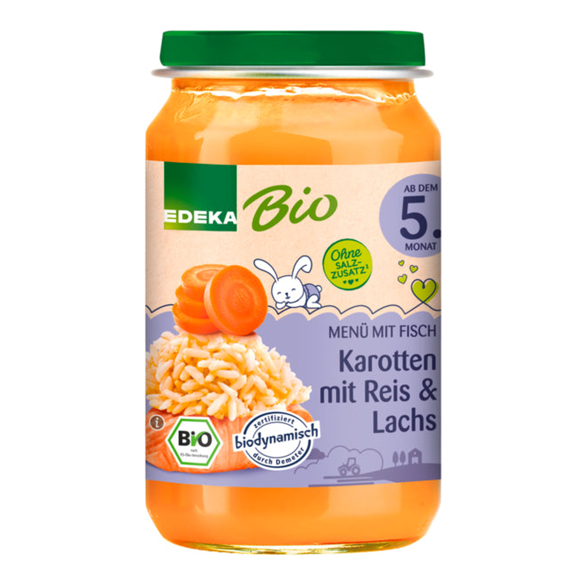 Demeter EDEKA морковь, рис, лосось, 5.Monat 190g