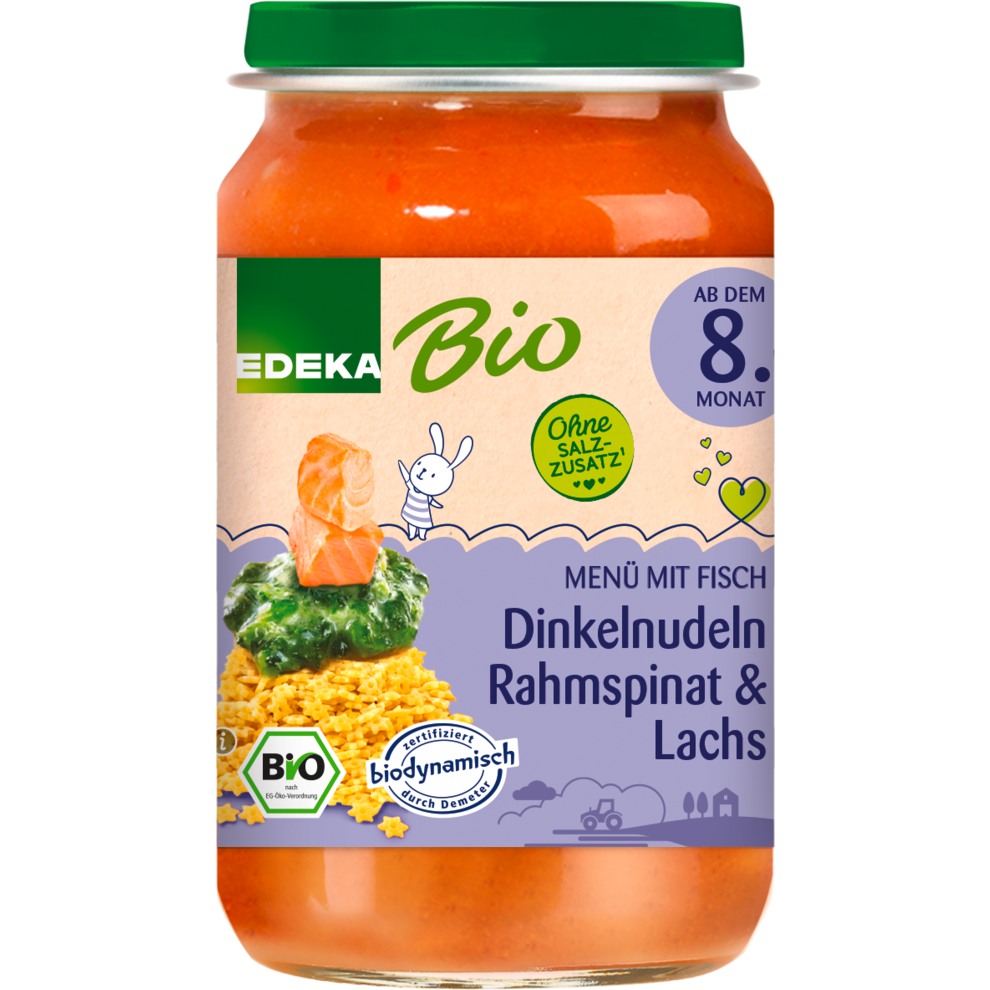 Demeter EDEKA Dinkelnudeln Rahmspinat & Lachs ab dem 8.Monat 220g