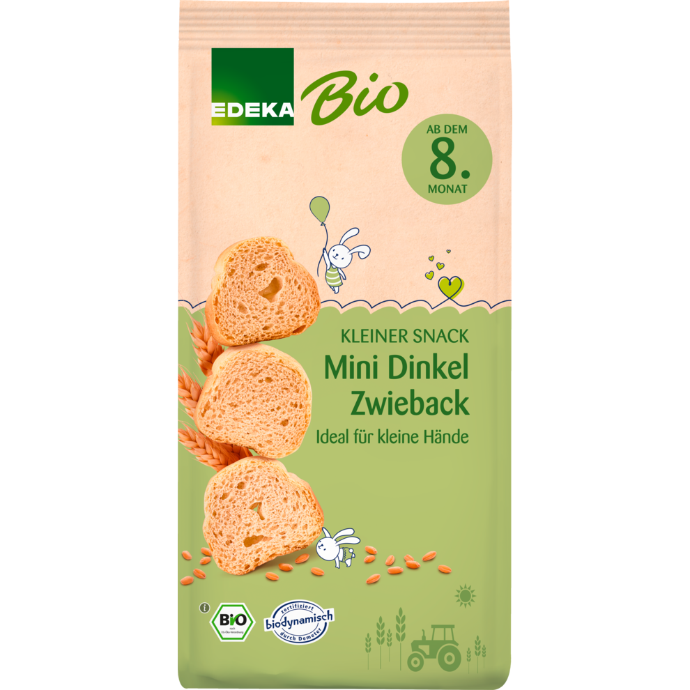 Demeter EDEKA Dinkel Mini Zwieback für Babys ab dem 08.Monat 100g