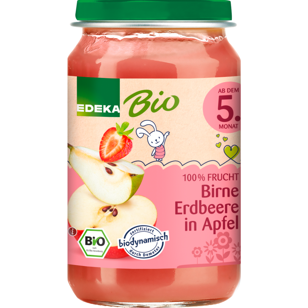 Demeter EDEKA груша клубника, яблоко, 4.Monat 190g