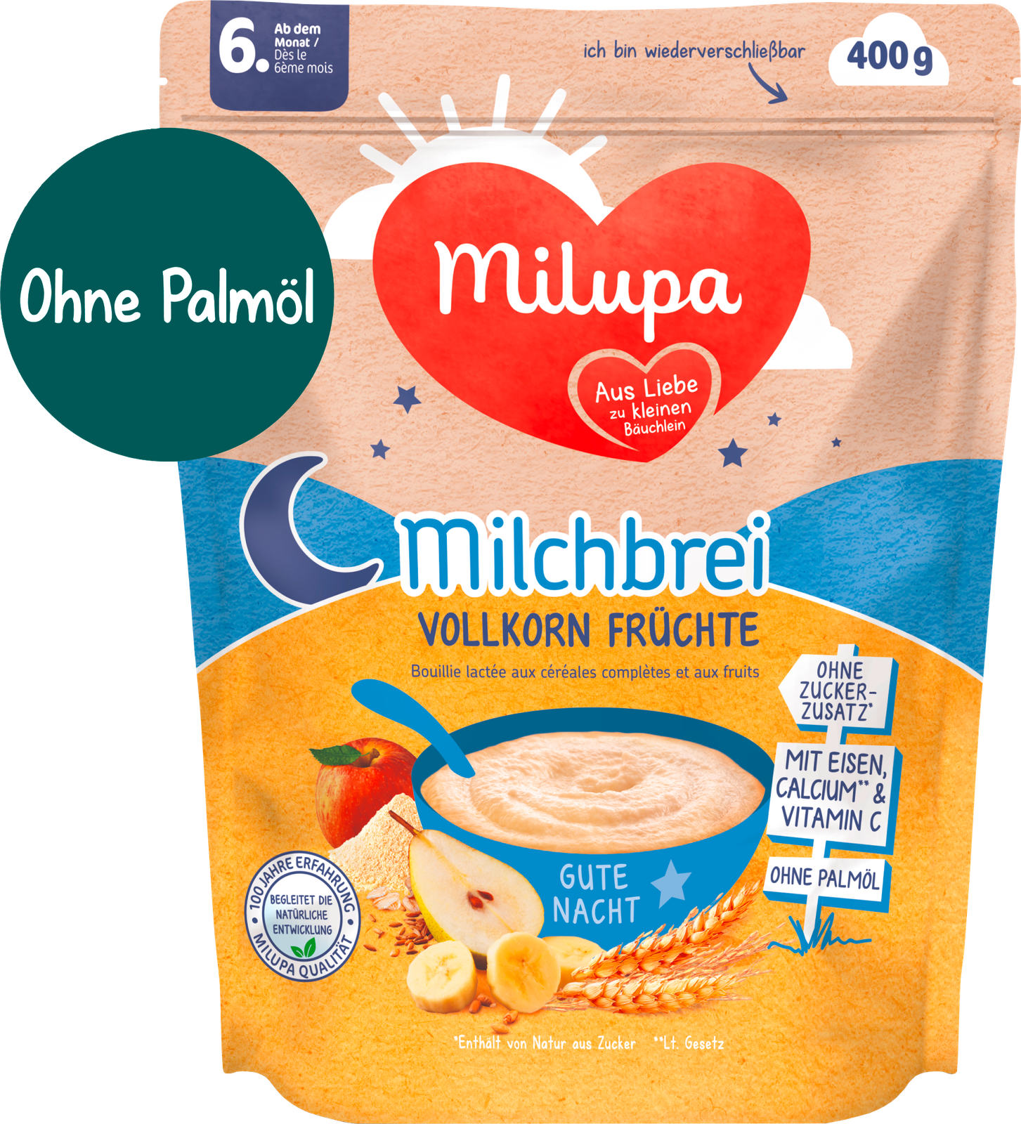 Milupa Milchbrei Vollkornfrüchte ab dem 6.Monat 400g