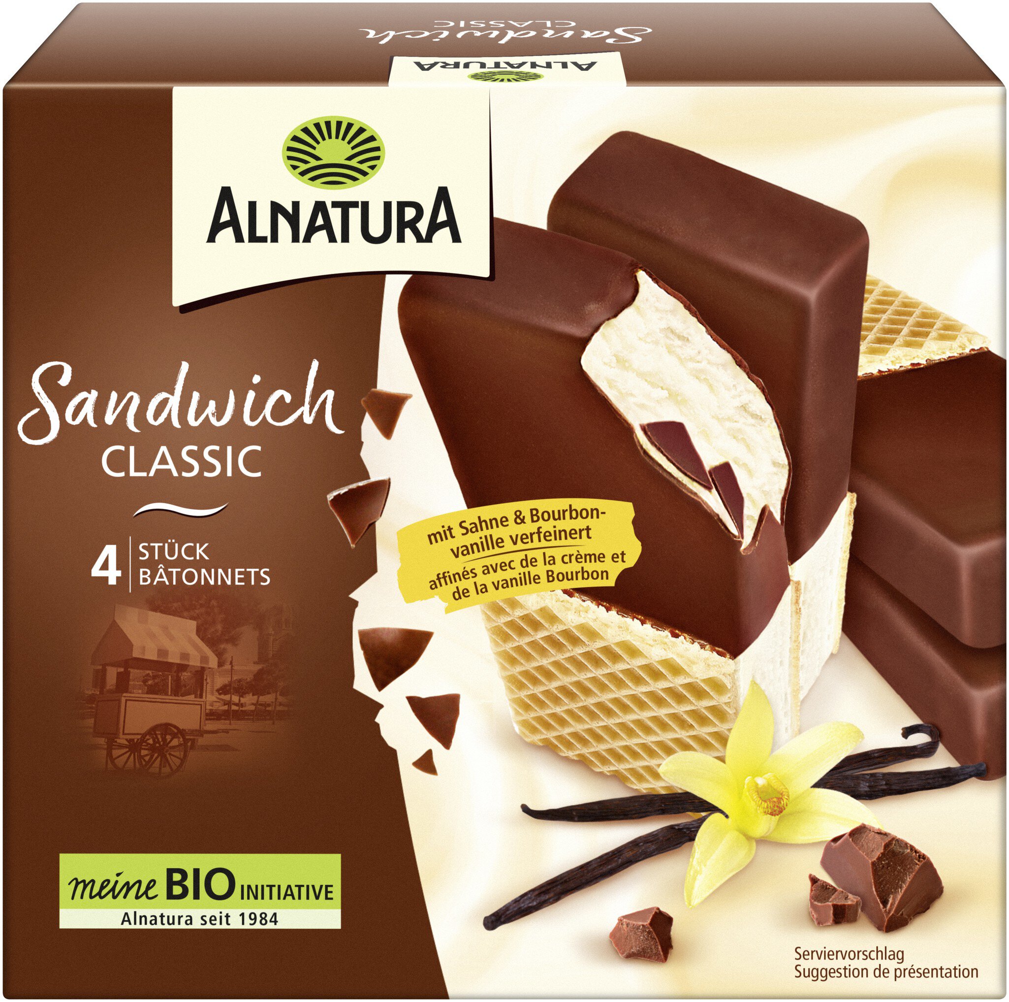 Bio Alnatura мороженое, сэндвич 4x110ml