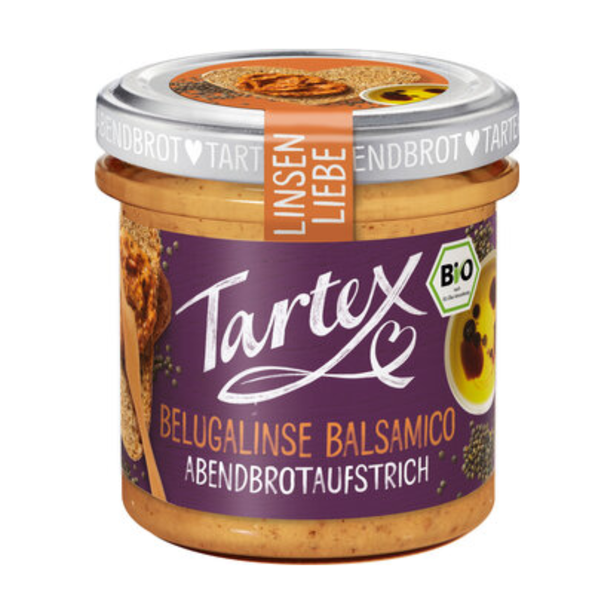 Bio Tartex Aufstrich Linsen Liebe Belugalinsen Balsamico 140g