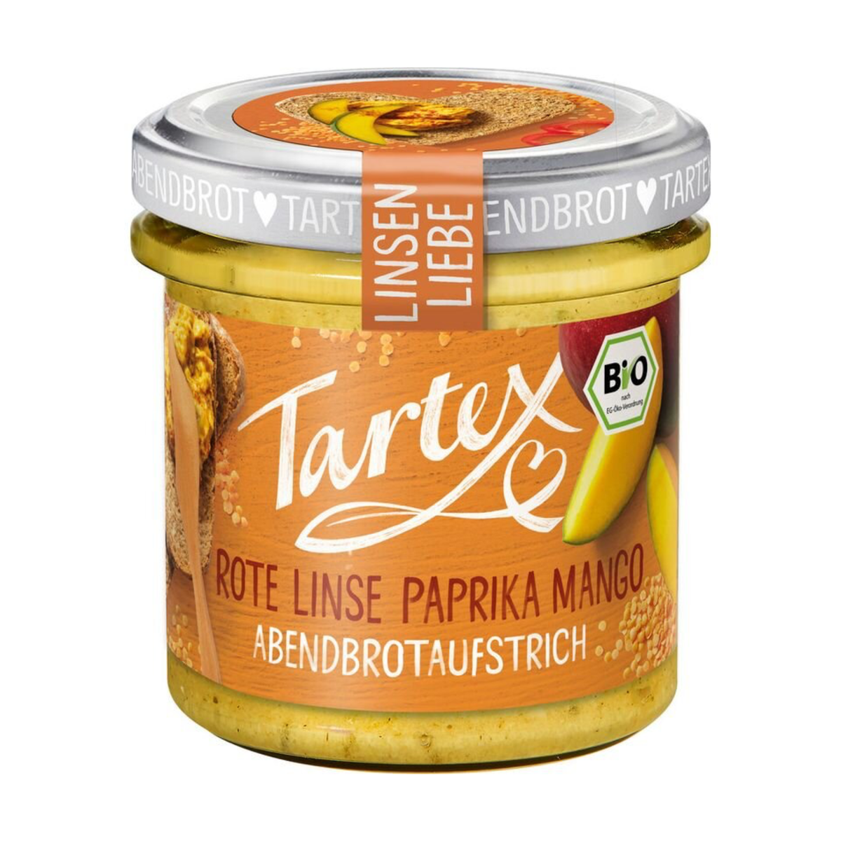 Bio Tartex Aufstrich Linsen Liebe Rote Linse Paprika Mango 140g