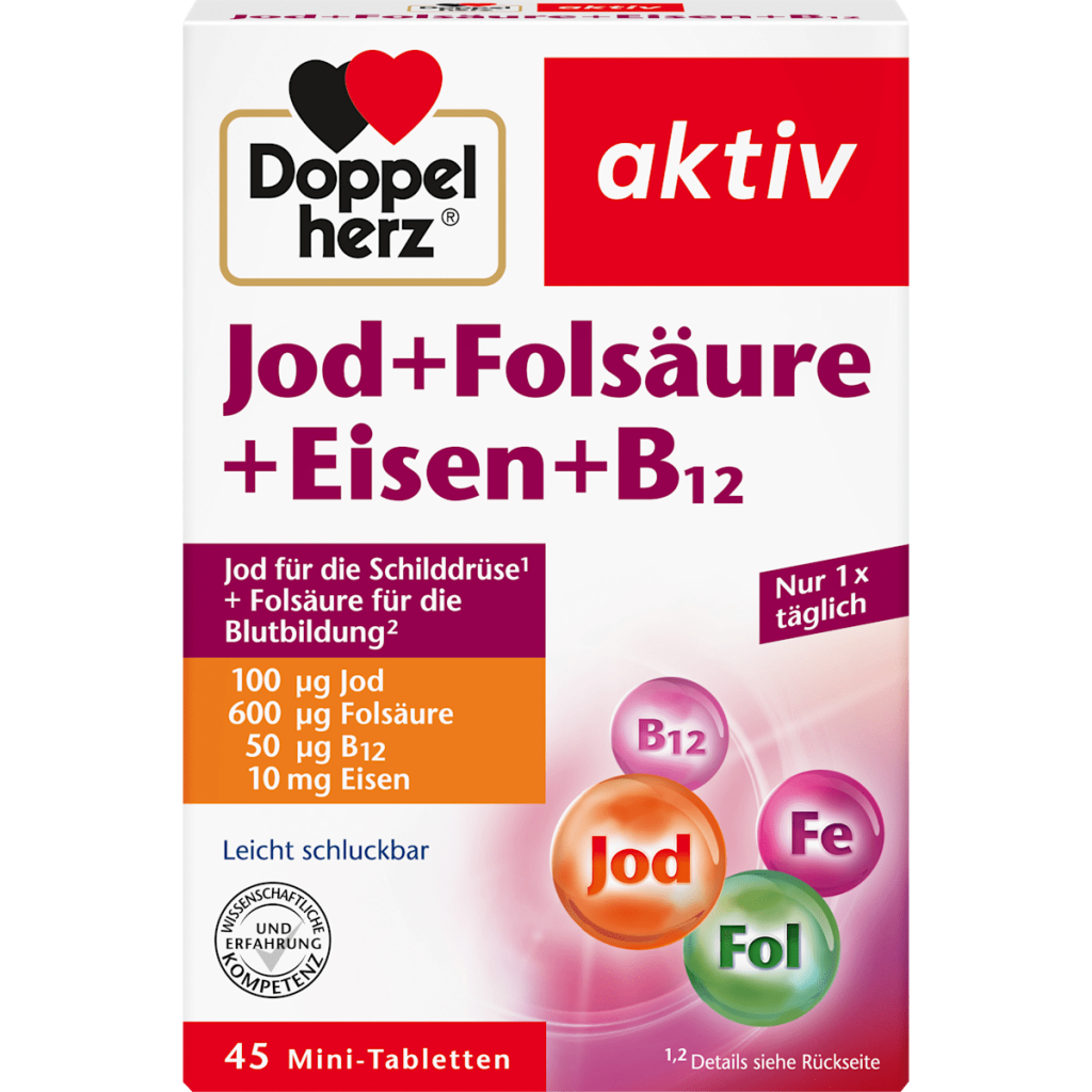 Doppelherz Jod+Folsäure+Eisen+B12 45 Tabletten 20,4g