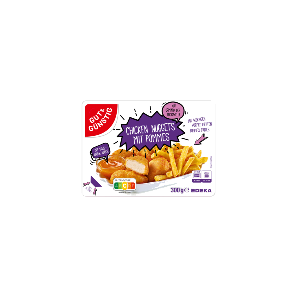 GUT&GÜNSTIG Chicken Nuggets mit Pommes und Dip 300g