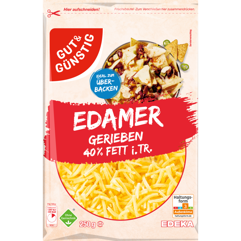 GUT&GÜNSTIG Edamer gerieben 40% 250g VLOG