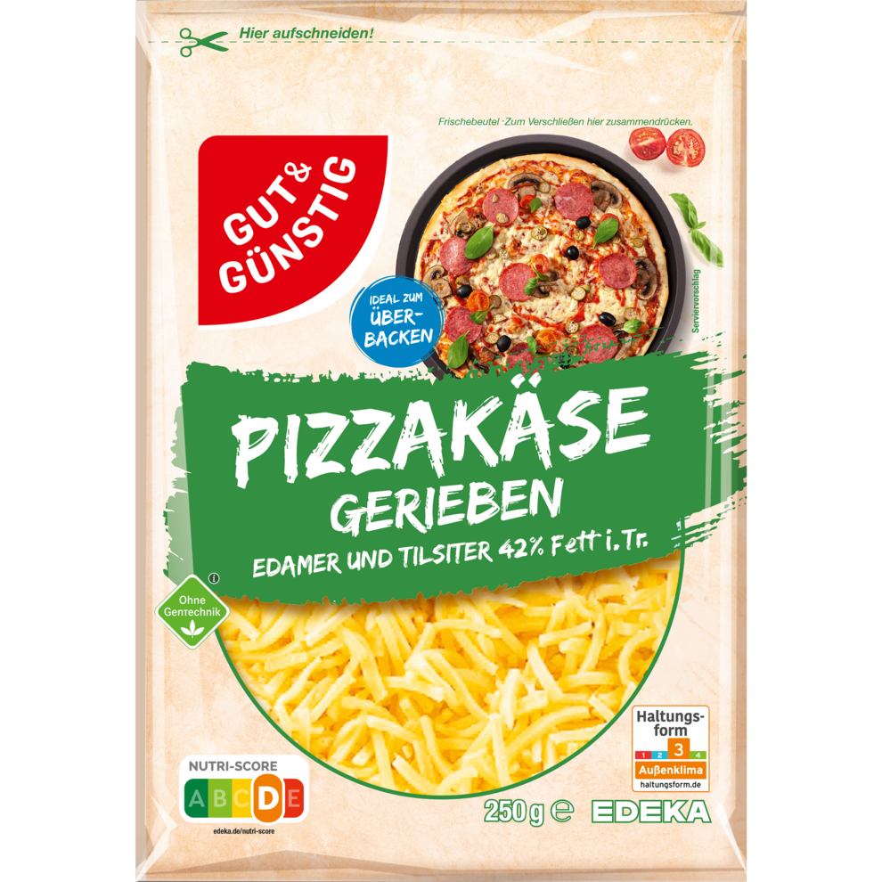 GUT&GÜNSTIG Pizzakäse gerieben 250g VLOG