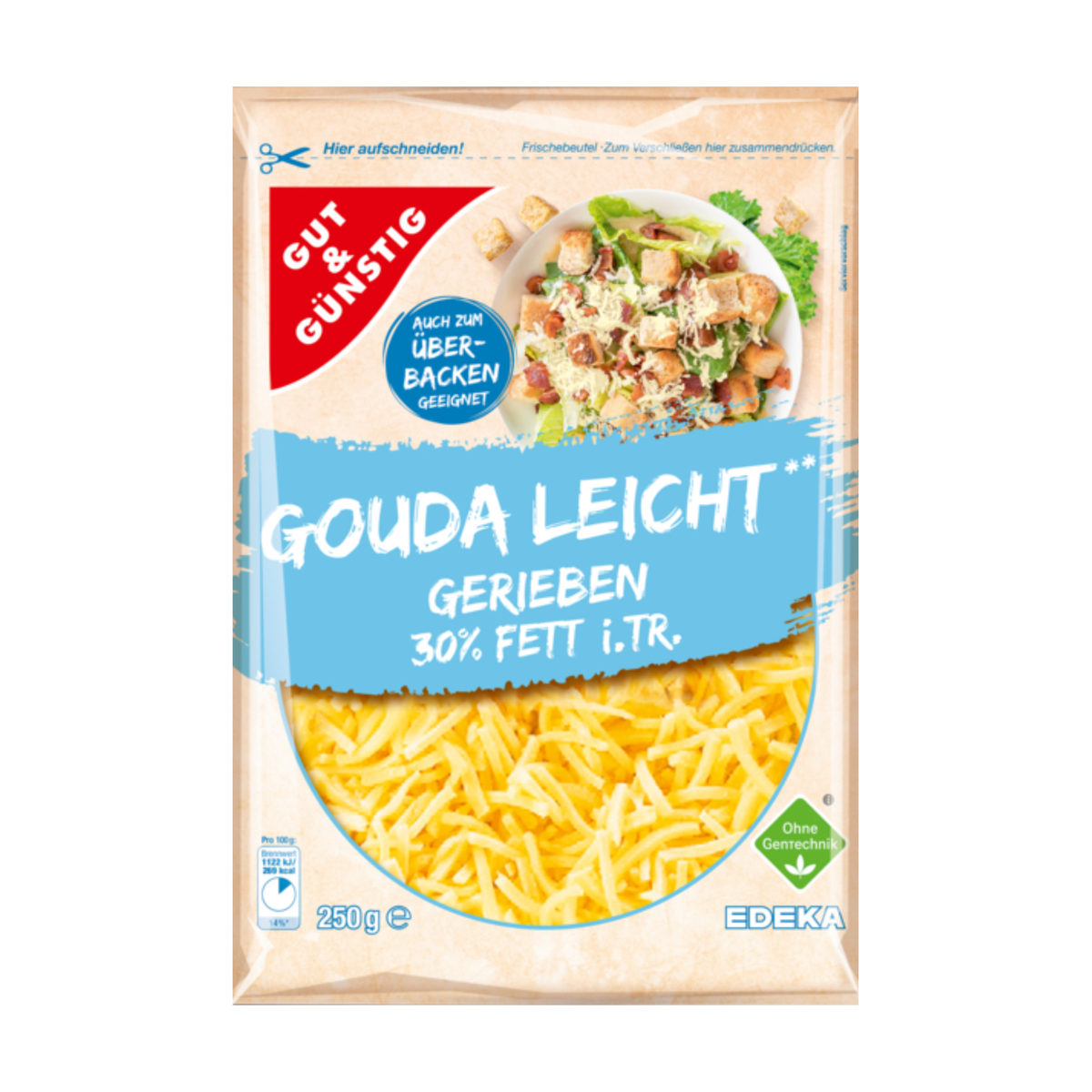 GUT&GÜNSTIG Gouda leicht gerieben 30% 250g VLOG