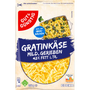 GUT&GÜNSTIG Gratinkäse mild 42% 250g VLOG