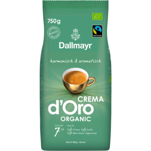 Bio Dallmayr Crema d'Oro Organic ganze Bohnen 750g