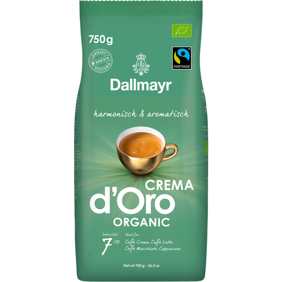 Bio Dallmayr Crema d'Oro Organic ganze Bohnen 750g