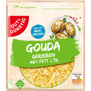 GUT&GÜNSTIG Gouda gerieben 48% 250g VLOG