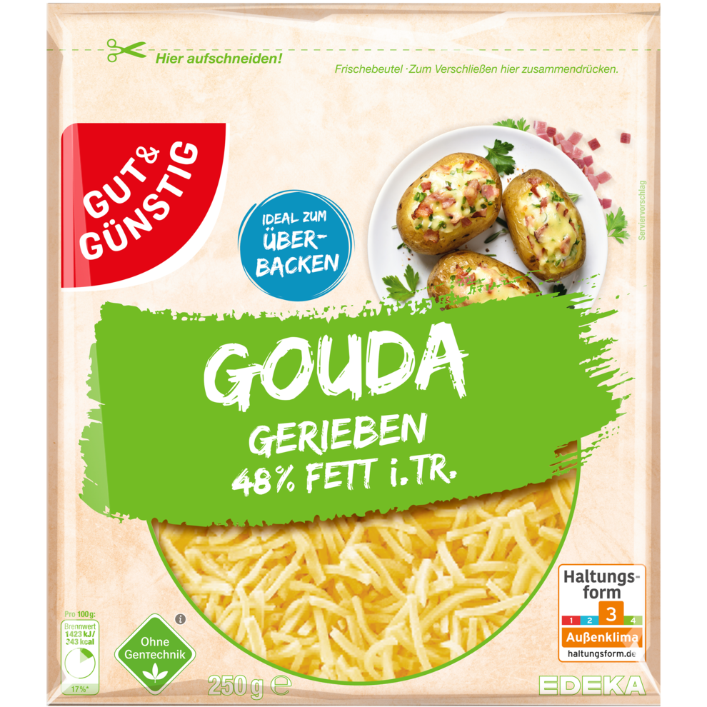 GUT&GÜNSTIG Gouda gerieben 48% 250g VLOG