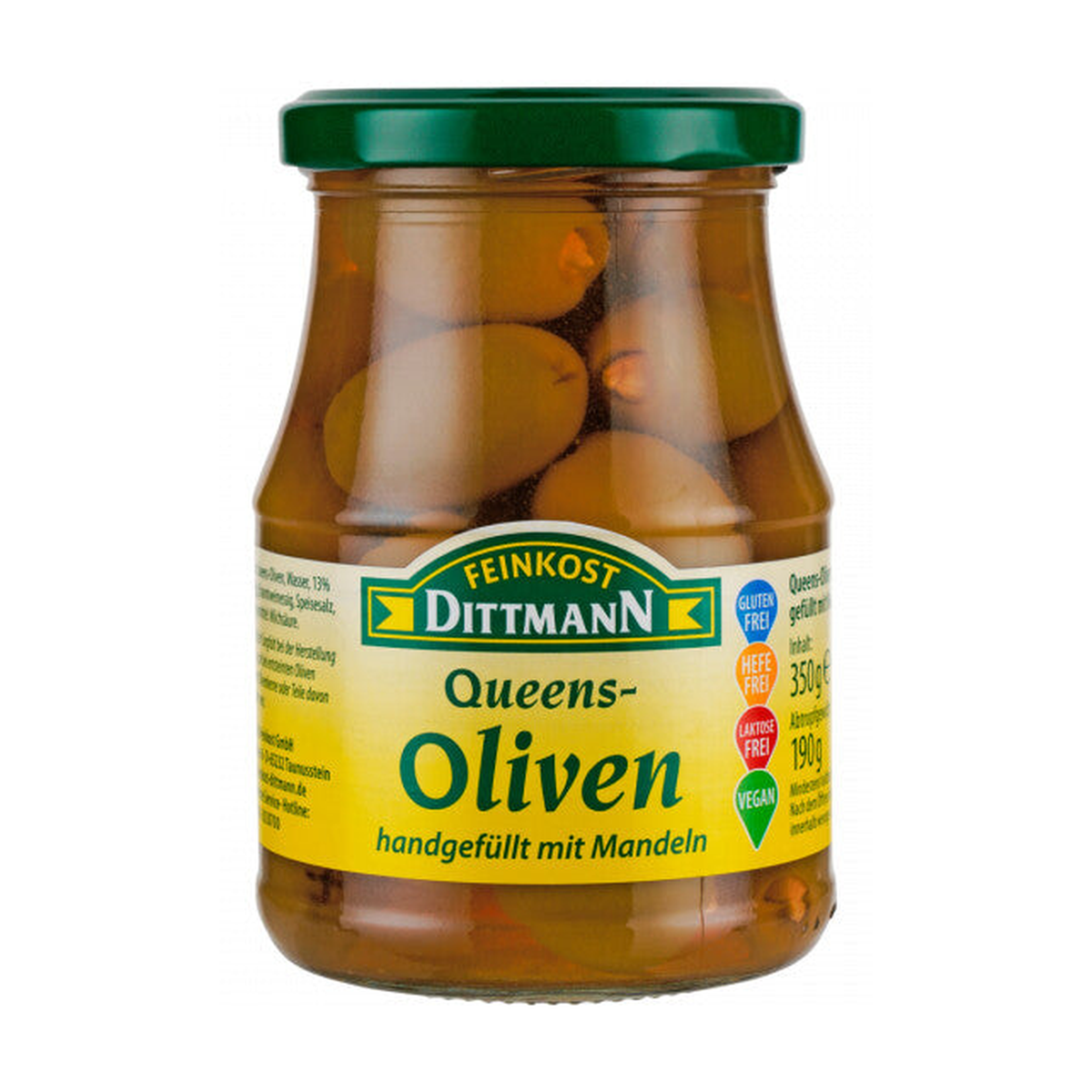 Feinkost Dittmann Queens Oliven gefüllt mit Mandeln 350g