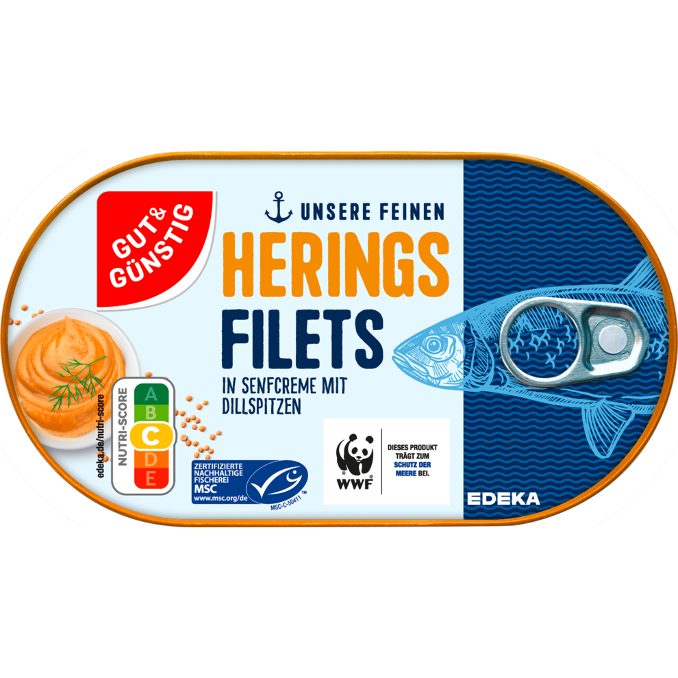MSC GUT&GÜNSTIG Heringsfilets in Senf-Creme mit Dillspitzen 200g