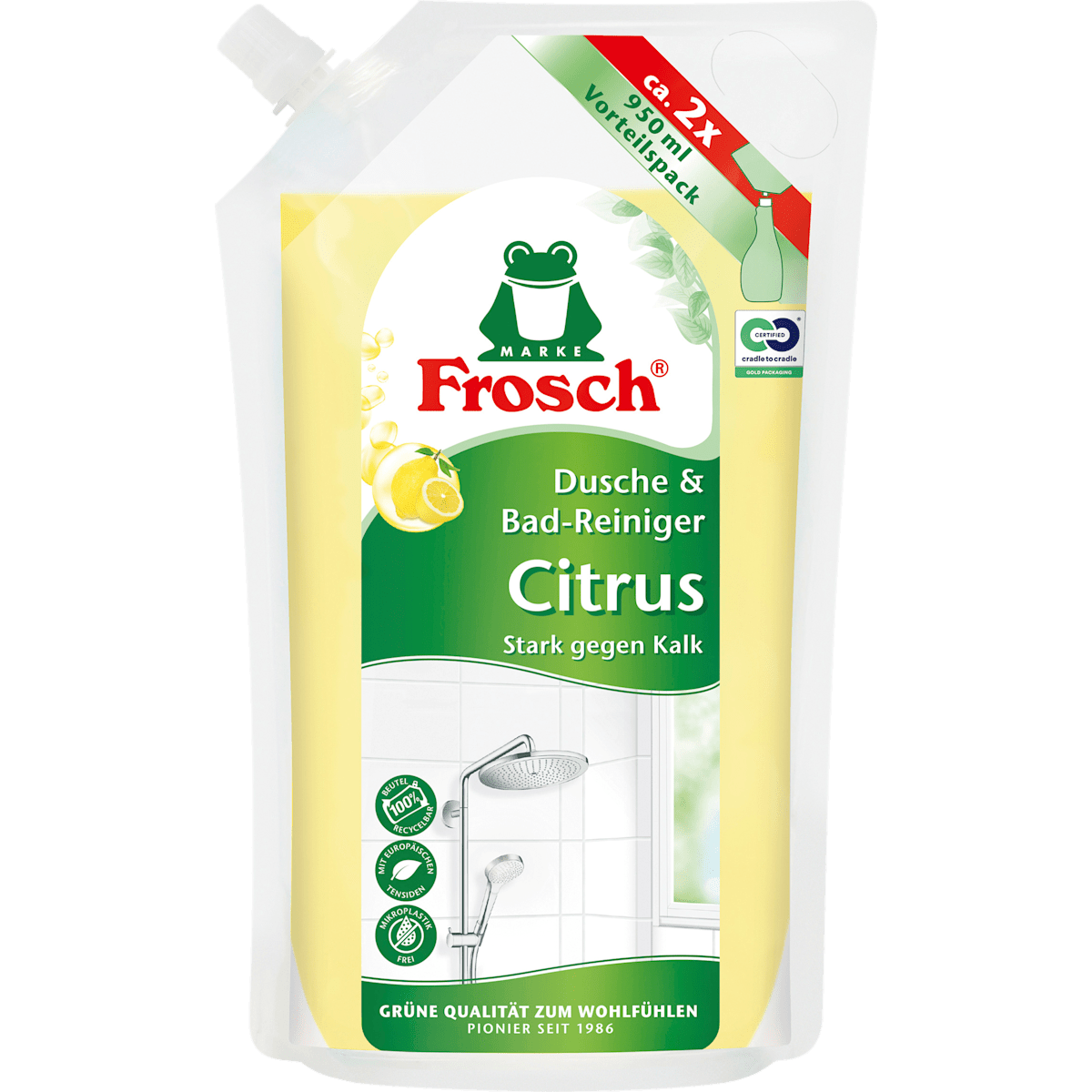 Frosch Citrus Dusche & Bad Reiniger Nachfüllbeutel 950ml