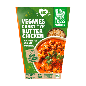 Bio Tressbrüder Veganes Curry Butter Chicken und Naturreis 420g