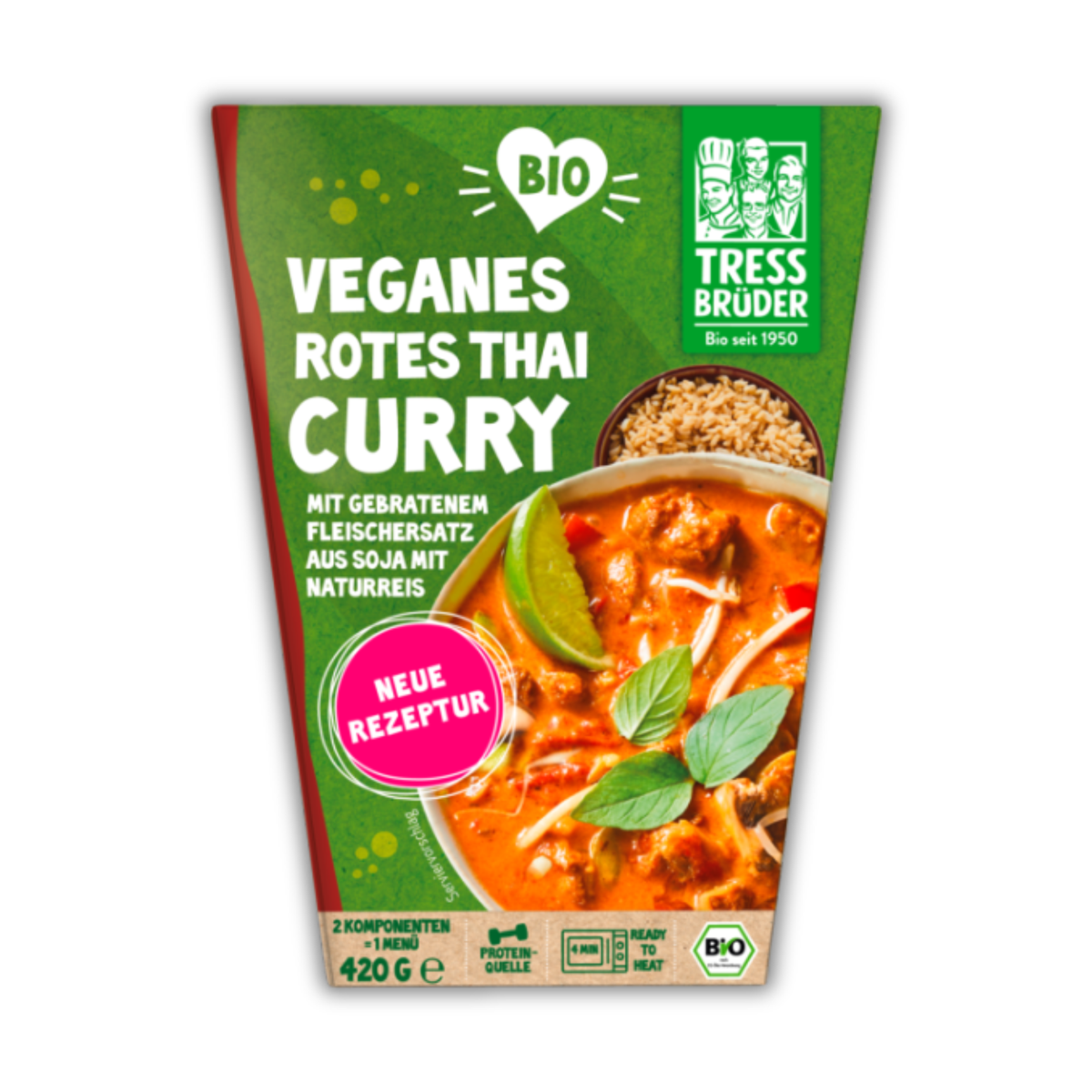 Bio Tressbrüder Veganes Rotes Thai Curry mit Naturreis 420g