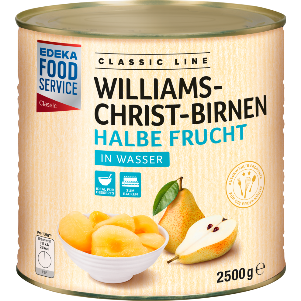 EDEKA Foodservice Classic Williams-Christ-Birnen halbe Früchte in Wasser 2500g