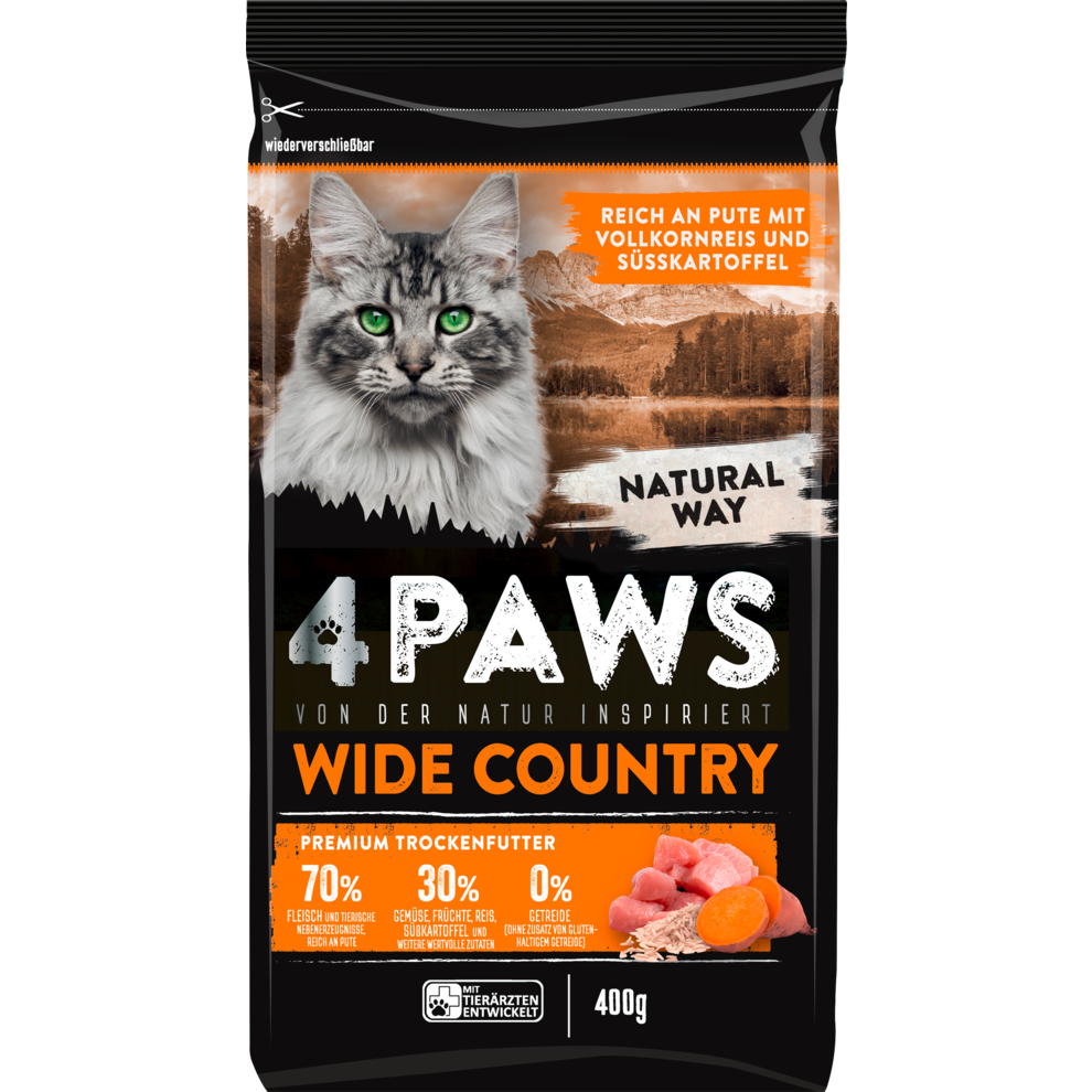 4Paws wide country reich an Pute mit Vollkornreis&Süsskartoffel 400g