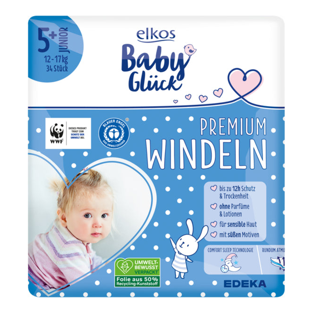 EDEKA elkos Baby Glück Windeln Gr.5+ Junior 34ST