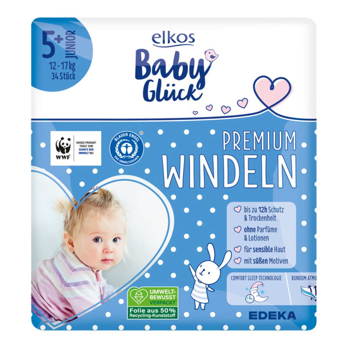 EDEKA elkos Baby Glück Windeln Gr.5+ Junior 34ST