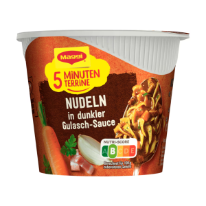 Maggi 5 Minuten Terrine Nudeln in dunkler Gulaschsauce 60g